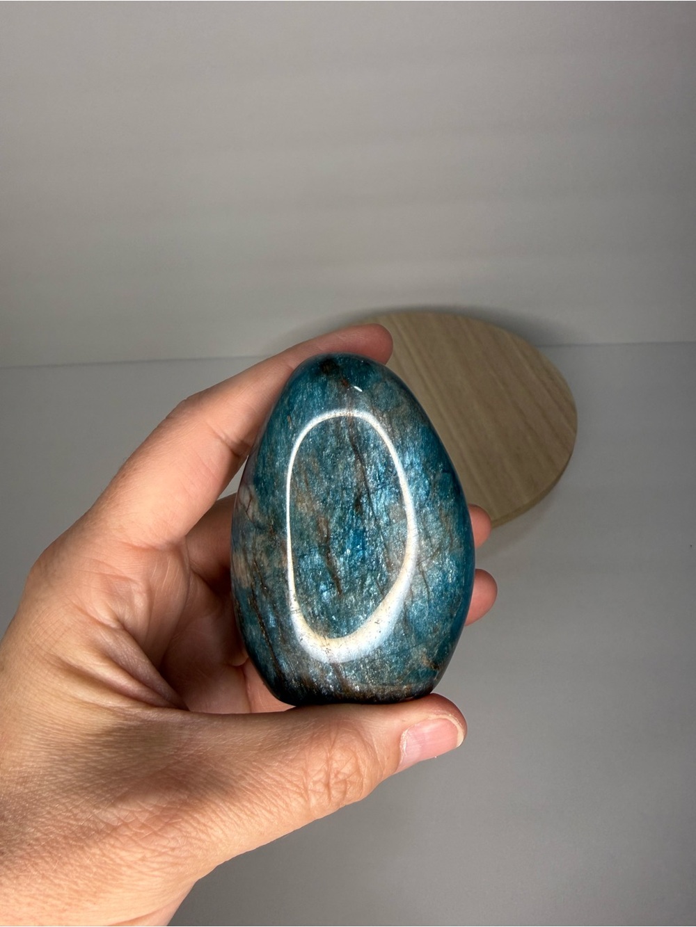 Blue Flash Apatite Freeform Standing Crystal | Polished Healing Stone | 222g